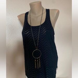 Boho Tassel Necklace with Gold Accents